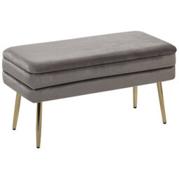 Beliani Upholstered Storage Bench Durham Velvet Grey - thumbnail 1
