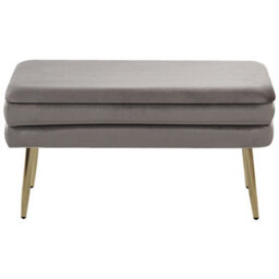 Beliani Upholstered Storage Bench Durham Velvet Grey - thumbnail 5