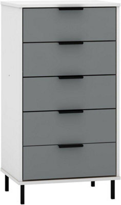 Seconique Madrid 5 Drawer Chest Of Drawers In Grey And White Gloss Finish - image 1