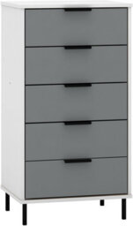 Seconique Madrid 5 Drawer Chest Of Drawers In Grey And White Gloss Finish - thumbnail 2