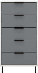Seconique Madrid 5 Drawer Chest Of Drawers In Grey And White Gloss Finish - thumbnail 4