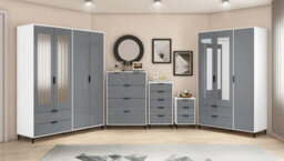 Seconique Madrid 5 Drawer Chest Of Drawers In Grey And White Gloss Finish - thumbnail 9