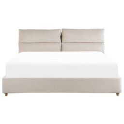 Beliani Ottoman Bed Velvet Batilly 180 X 200 Cm (Eu Super King) Light Beige - thumbnail 7