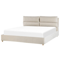 Beliani Ottoman Bed Velvet Batilly 180 X 200 Cm (Eu Super King) Light Beige - thumbnail 6