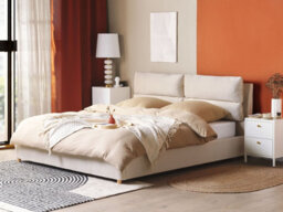 Beliani Ottoman Bed Velvet Batilly 180 X 200 Cm (Eu Super King) Light Beige - thumbnail 2