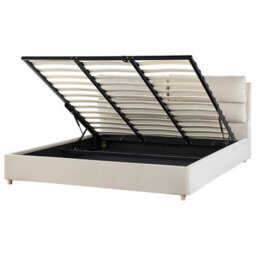 Beliani Ottoman Bed Velvet Batilly 180 X 200 Cm (Eu Super King) Light Beige - thumbnail 1