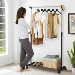 Mantraraj  Adjustable Clothe Rail With Wheels Extendable Garment Hanging Rack Display Stand Portable Clothing Rail - thumbnail 5