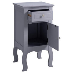 Living And Home Grey Country Style Wooden Night Stand Table With Drawer And Door W 330 X D 300 X H 625 mm - thumbnail 5