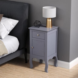 Living And Home Grey Country Style Wooden Night Stand Table With Drawer And Door W 330 X D 300 X H 625 mm - thumbnail 1
