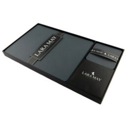 Lara-May Set Of 6 Slate Grey Recycled Leather Placemats And 6 Leather Coasters