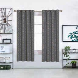 Deconovo Blackout Eyelet Curtains, Super Soft Gold Diamond Printed Thermal Insulated Curtains, W52 X L72 Inch, Light Grey, 1 Pair - thumbnail 2