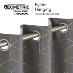 Deconovo Blackout Eyelet Curtains, Super Soft Gold Diamond Printed Thermal Insulated Curtains, W52 X L72 Inch, Light Grey, 1 Pair - thumbnail 5