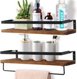 Xample Set Of 2 Wooden Floating Shelves For Wall, Multi-Purpose Wall Mounted Shelf For Bedroom, Bathroom, Kitchen, Living Room & Plants - thumbnail 4