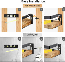 Xample Set Of 2 Wooden Floating Shelves For Wall, Multi-Purpose Wall Mounted Shelf For Bedroom, Bathroom, Kitchen, Living Room & Plants - thumbnail 5