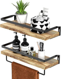 Xample Set Of 2 Wooden Floating Shelves For Wall, Multi-Purpose Wall Mounted Shelf For Bedroom, Bathroom, Kitchen, Living Room & Plants - thumbnail 1