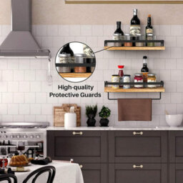 Xample Set Of 2 Wooden Floating Shelves For Wall, Multi-Purpose Wall Mounted Shelf For Bedroom, Bathroom, Kitchen, Living Room & Plants - thumbnail 3