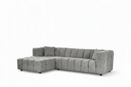 Large Tufted Chenille L Shaped Grey Corner Sofa Lugano With Left Hand Chaise - Room Delivery - thumbnail 3