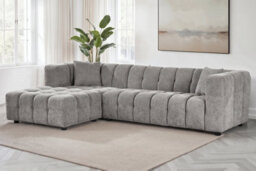 Large Tufted Chenille L Shaped Grey Corner Sofa Lugano With Left Hand Chaise - Room Delivery - thumbnail 1
