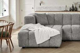 Large Tufted Chenille L Shaped Grey Corner Sofa Lugano With Left Hand Chaise - Room Delivery - thumbnail 7
