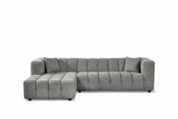 Large Tufted Chenille L Shaped Grey Corner Sofa Lugano With Left Hand Chaise - Room Delivery - thumbnail 2