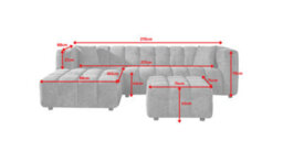 Large Tufted Chenille L Shaped Grey Corner Sofa Lugano With Left Hand Chaise - Room Delivery - thumbnail 8