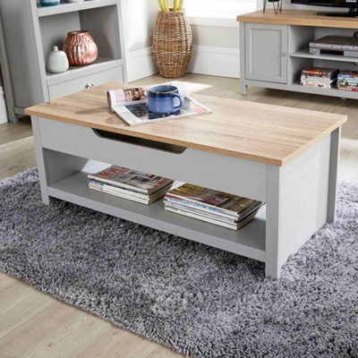 Home Source Avon Hidden Storage Lift Up Coffee Table Grey - image 1