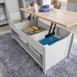 Home Source Avon Hidden Storage Lift Up Coffee Table Grey - thumbnail 3