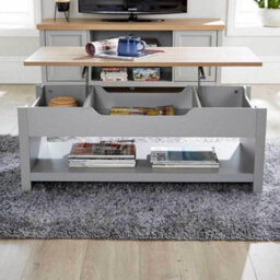 Home Source Avon Hidden Storage Lift Up Coffee Table Grey - thumbnail 5