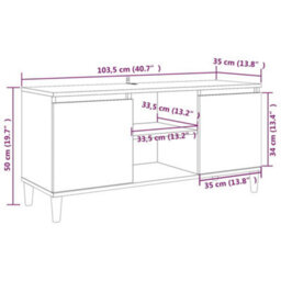 Vidaxl Tv Cabinet With Solid Wood Legs Grey Sonoma 103.5X35X50 Cm - thumbnail 8