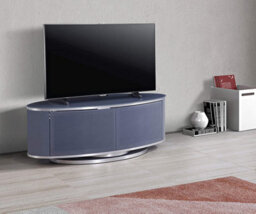 "Mda Designs Luna Grey Oval Cabinet With Grey Profiles And Grey Beamthru Glass Doors Suitable For Flat Screen Tvs Up To 50""" - thumbnail 5