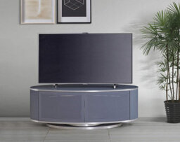 "Mda Designs Luna Grey Oval Cabinet With Grey Profiles And Grey Beamthru Glass Doors Suitable For Flat Screen Tvs Up To 50""" - thumbnail 2