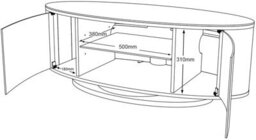 "Mda Designs Luna Grey Oval Cabinet With Grey Profiles And Grey Beamthru Glass Doors Suitable For Flat Screen Tvs Up To 50""" - thumbnail 9