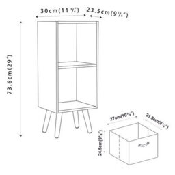 Urbn-Living Urbnliving 54Cm Height Black Wooden 2 Tier Storage Bookcase Pine Legs Bedroom Yellow Inserts - thumbnail 3