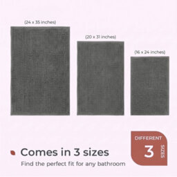 Moonlight Bedding Plush Chenille Bathroom Floor Mat Non-Slip Quick-Dry Absorbent Bathroom & Doorway Shower Rug Grey 50X80 Cm - thumbnail 6