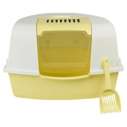 Urbn-Living Urbnliving Yellow Large Cat Corner Litter Tray Hooded Deep Cover Toilet Flap Box With Filter & Scoop - thumbnail 1