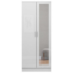 Reflect 2Pc Wardrobe Bundle - 1 Door Corner + 2 Door Mirror - White Gloss & Matt White - H: 180Cm X W: 150Cm X D: 74Cm - thumbnail 9