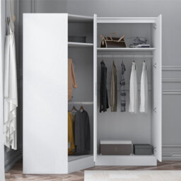 Reflect 2Pc Wardrobe Bundle - 1 Door Corner + 2 Door Mirror - White Gloss & Matt White - H: 180Cm X W: 150Cm X D: 74Cm - thumbnail 4