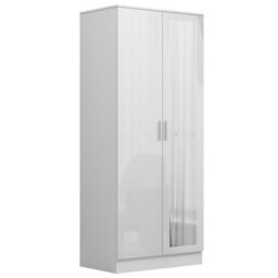 Reflect 2Pc Wardrobe Bundle - 1 Door Corner + 2 Door Mirror - White Gloss & Matt White - H: 180Cm X W: 150Cm X D: 74Cm - thumbnail 7