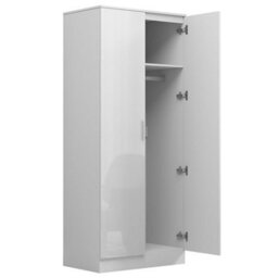 Reflect 2Pc Wardrobe Bundle - 1 Door Corner + 2 Door Mirror - White Gloss & Matt White - H: 180Cm X W: 150Cm X D: 74Cm - thumbnail 8