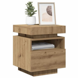 Berkfield Durable Bedside Cabinet With Led Lights Artisan Oak 40X39X48.5 Cm - thumbnail 5