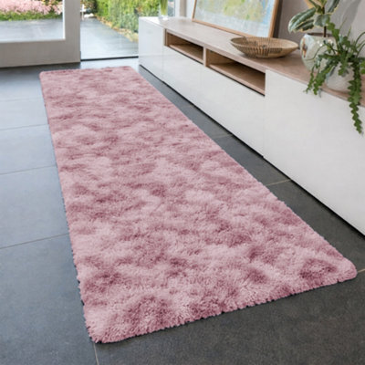 Aspire Homeware Non-Slip Tie Dye Pink Shaggy Rug Soft Fluffy, Medium Hallways Runner, (L)150Cm X (W)80Cm - image 1