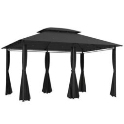 Outsunny 4M X 3(M) Outdoor 2-Tier Steel Frame Gazebo W/ Curtains Outdoor Garden - thumbnail 2