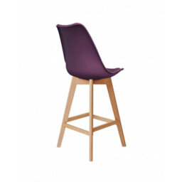 Fusion Living Soho Aubergine Plastic Bar Stool With Light Wood Legs - thumbnail 3