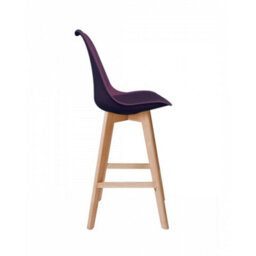 Fusion Living Soho Aubergine Plastic Bar Stool With Light Wood Legs - thumbnail 5