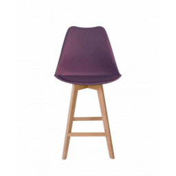 Fusion Living Soho Aubergine Plastic Bar Stool With Light Wood Legs - thumbnail 6