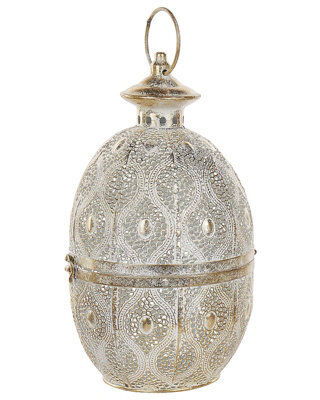 Beliani Gold Openwork Egg Lantern 34 Cm - Iron And Glass Candle Holder For Mantel And Shelf - image 1