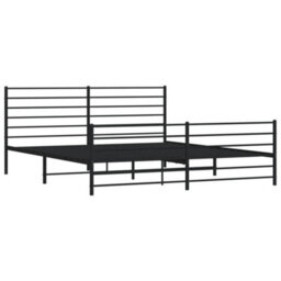 Berkfield Metal Bed Frame With Headboard And Footboard Black 183X213 Cm - thumbnail 5