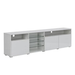 Furniture in Fashion Prieto Tv Stand With Storage For Living Room And Bedroom, 2000 Wide, Led Lighting, Media Storage, White High Gloss Finish - thumbnail 6