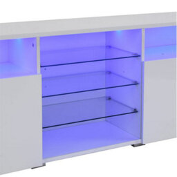 Furniture in Fashion Prieto Tv Stand With Storage For Living Room And Bedroom, 2000 Wide, Led Lighting, Media Storage, White High Gloss Finish - thumbnail 5