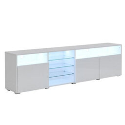 Furniture in Fashion Prieto Tv Stand With Storage For Living Room And Bedroom, 2000 Wide, Led Lighting, Media Storage, White High Gloss Finish - thumbnail 7